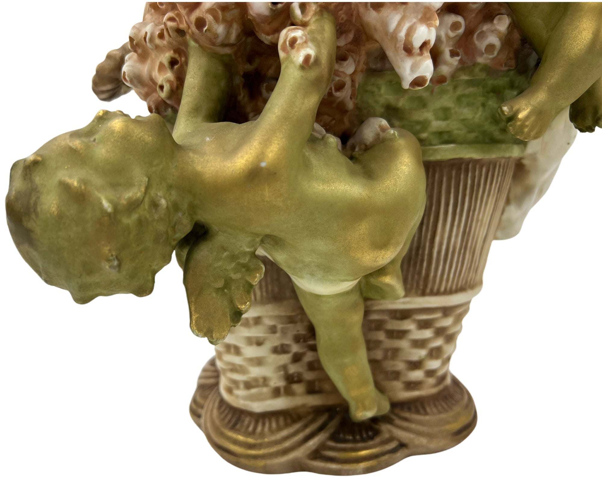 Antique Imperial Amphora Vase with Cupids Reissner Works Turn Teplitz Austria 12.38 - Poppy's Vintage Clothing