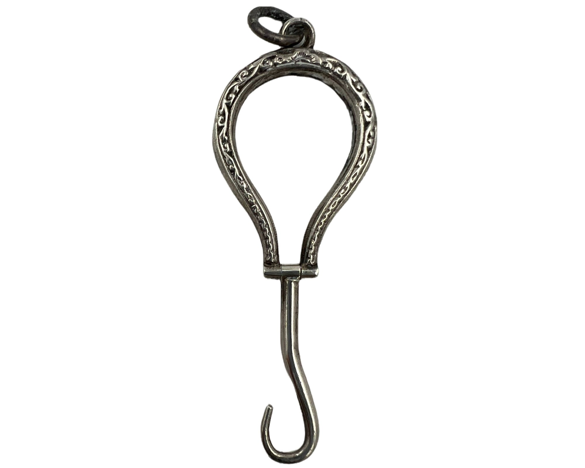Antique Edwardian Sterling Silver Folding Button Hook Chatelaine Miniature - Poppy's Vintage Clothing