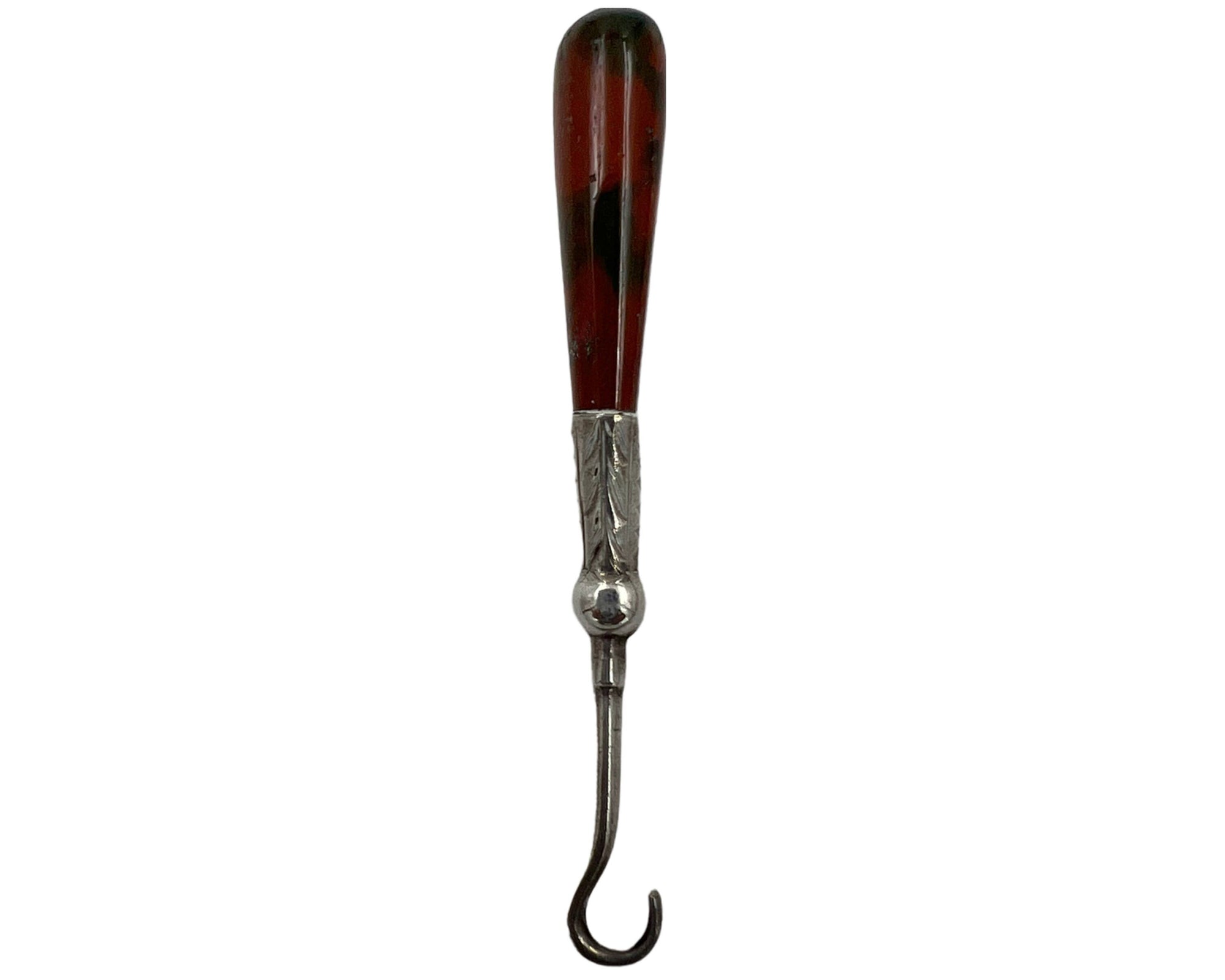 Antique Glove Button Hook Sterling Silver Agate Adie & Lovekin Birmingham - Poppy's Vintage Clothing
