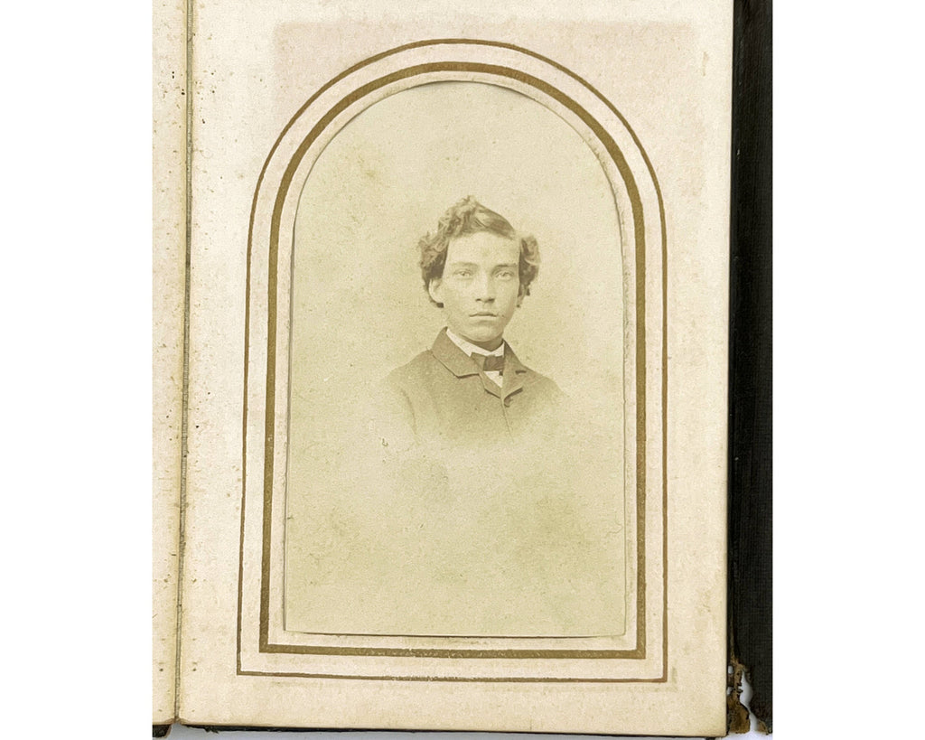 Antique Travelling Gem Tintype Photo Album 15 Single Mount Page Miniatures - Poppy's Vintage Clothing