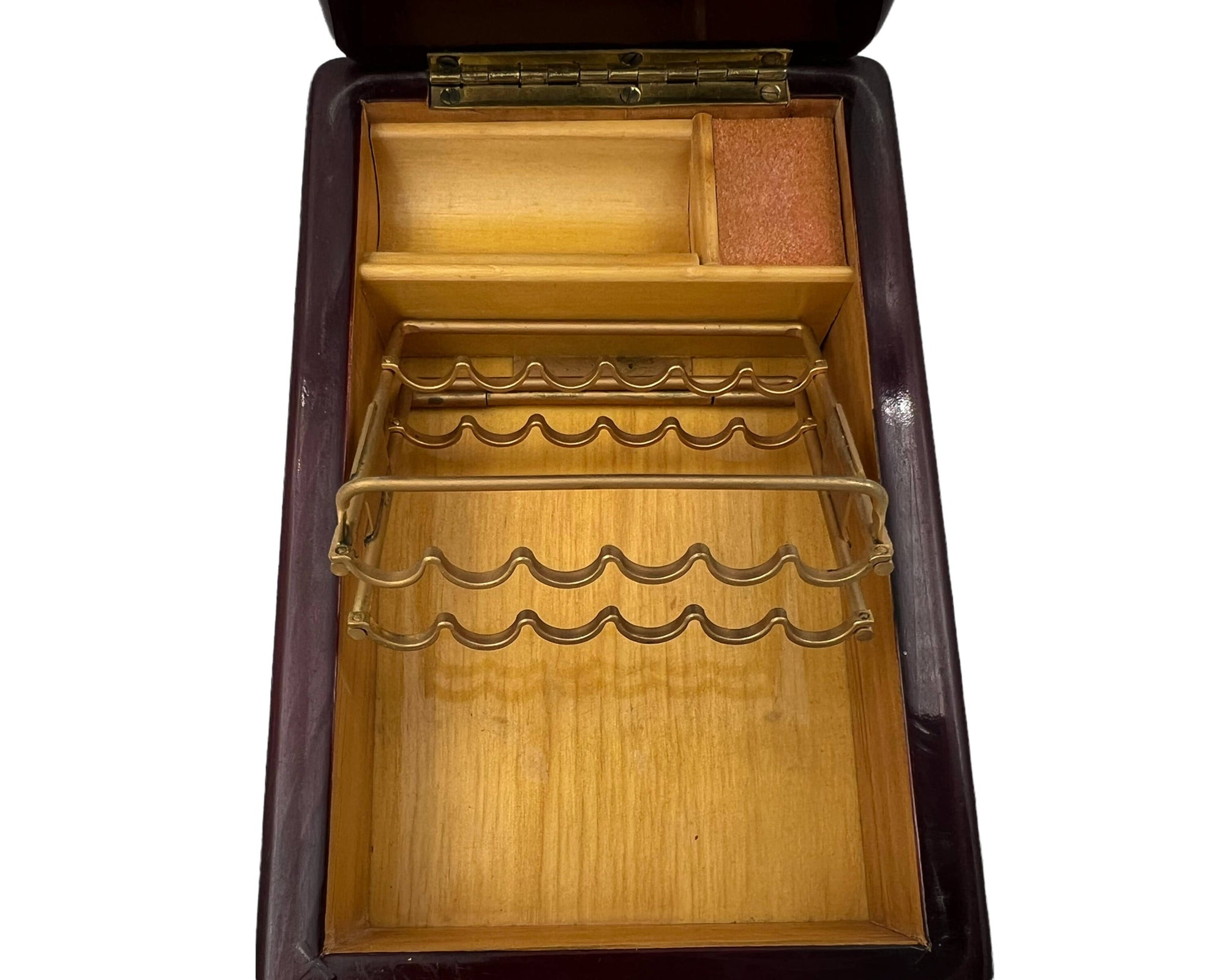 Vintage Cigarette Box Printed Lacquer Wood Made in Italy - Poppy's Vintage Clothing