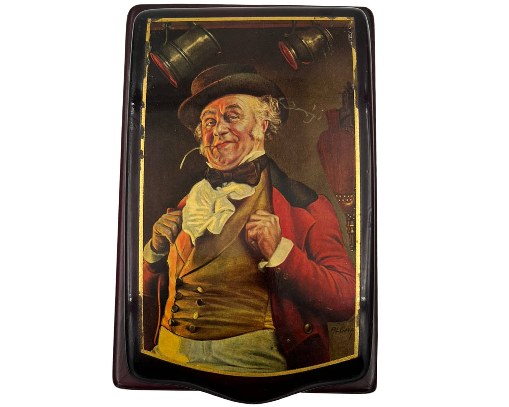 Vintage Cigarette Box Printed Lacquer Wood Made in Italy - Poppy's Vintage Clothing