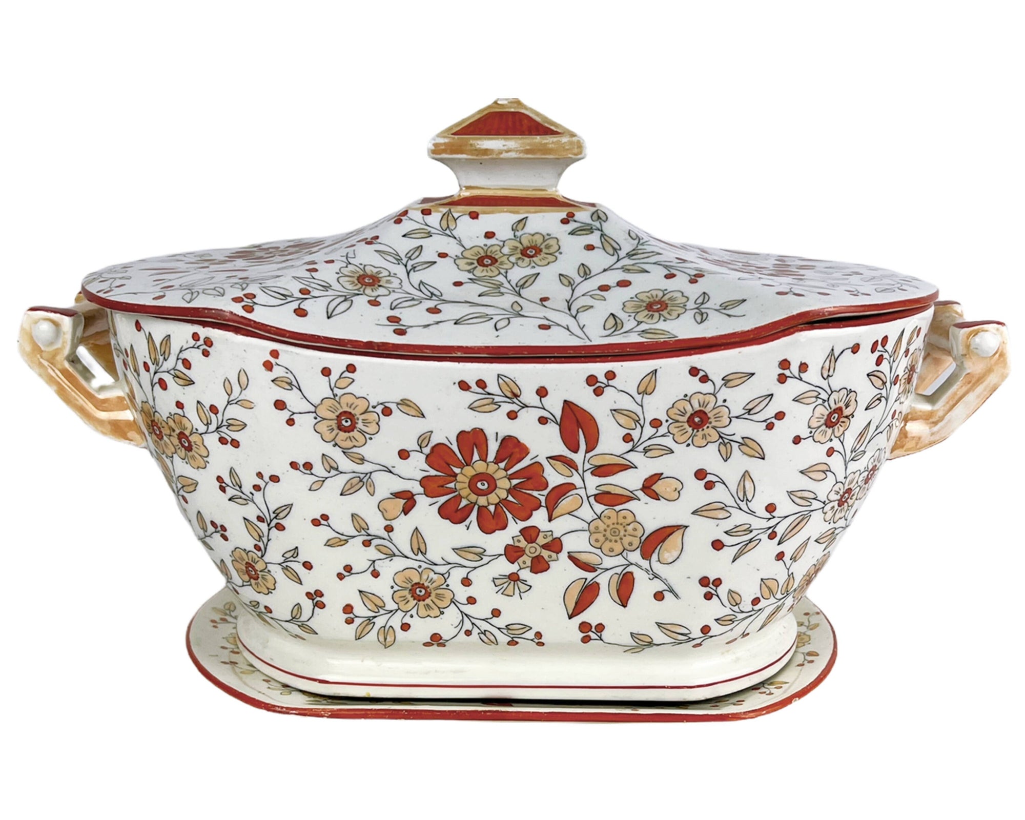 Antique Ridgways Persia Tureen Large Lidded w Under Plate - Poppy's Vintage Clothing
