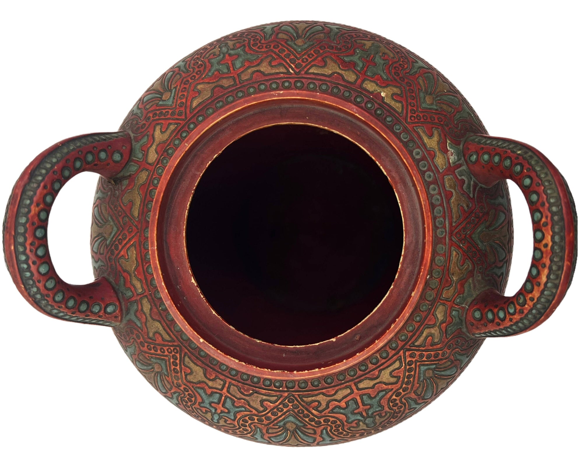 Antique Austrian Majolica Potpourri Jar Urn Wilhelm Schiller & Son Bohemia 2192 - Poppy's Vintage Clothing