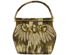 Late Art Deco 1940s Metallic Purse Embroidered Handbag - VFG - Poppy's Vintage Clothing