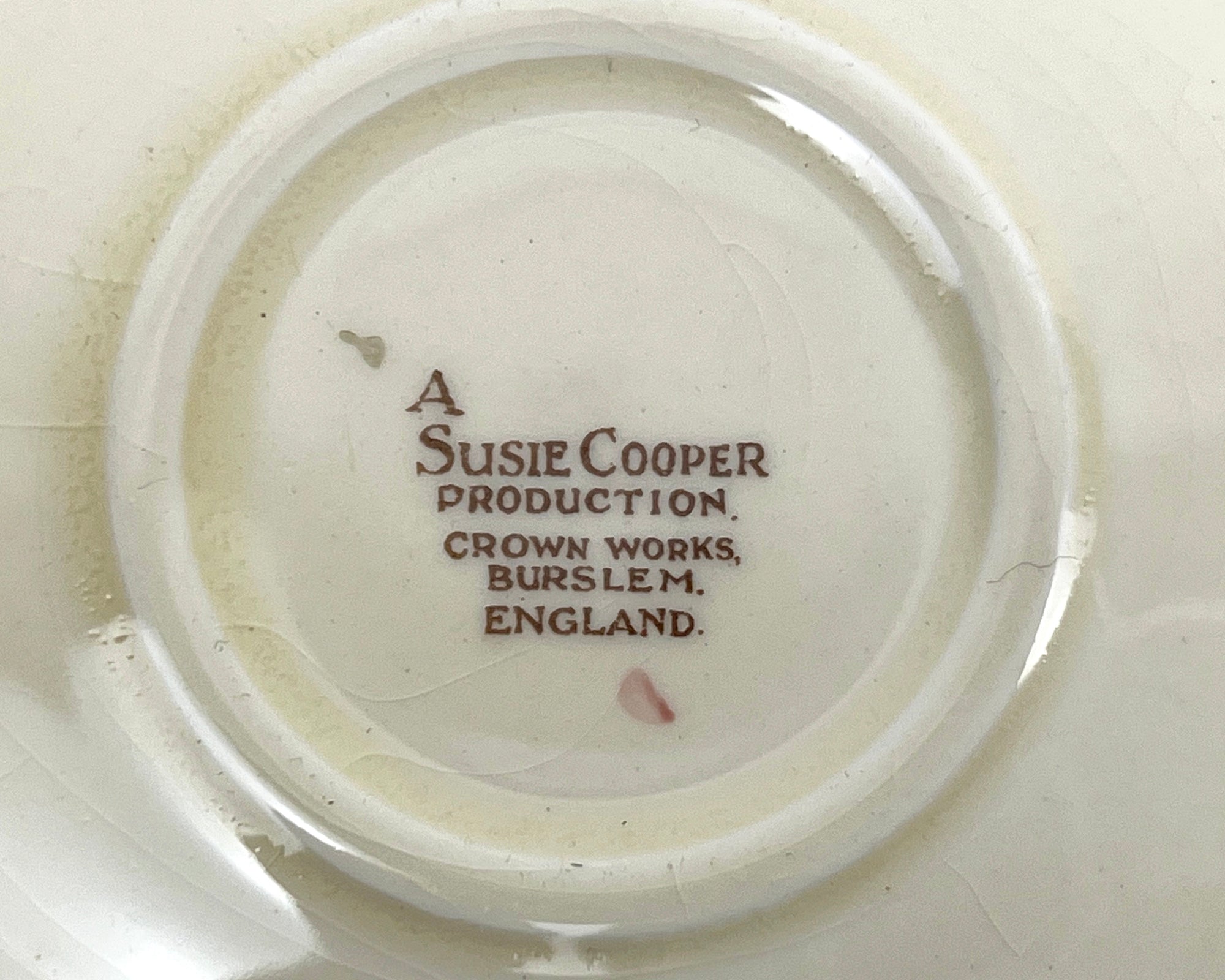 Vintage 1930s Susie Cooper Faded Pink Patricia Rose Trio Cup Saucer and Plate Rare - Poppy's Vintage Clothing