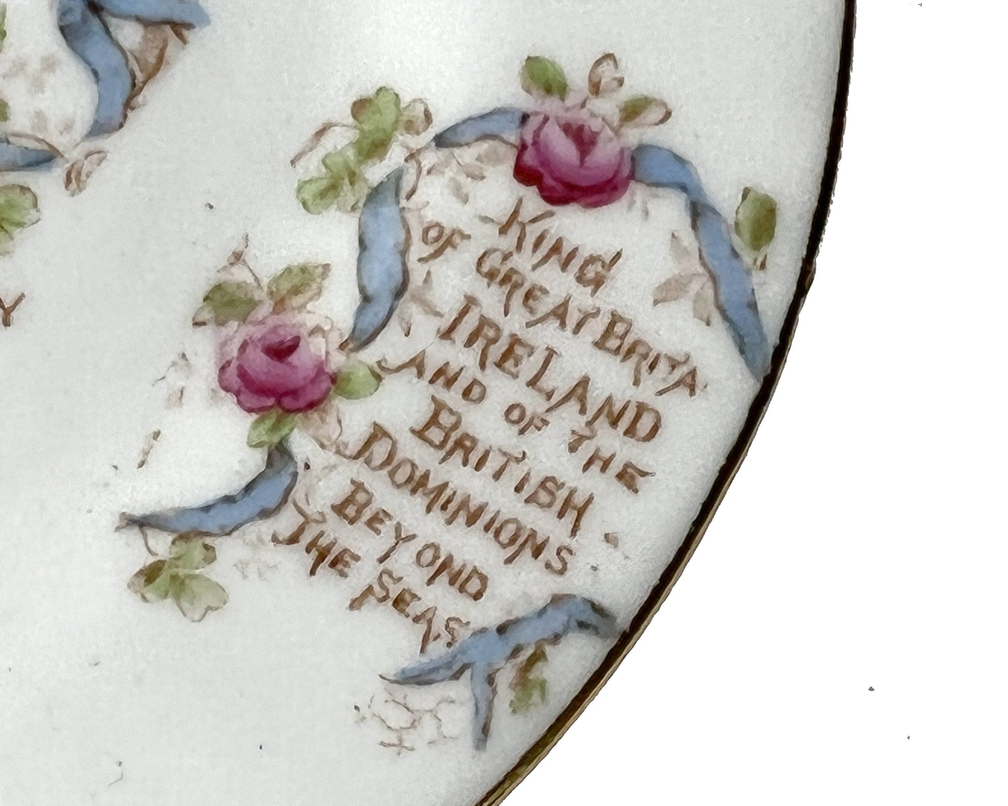Antique 1911 King George V Coronation Plate Trio HM Williamson Longton - Poppy's Vintage Clothing