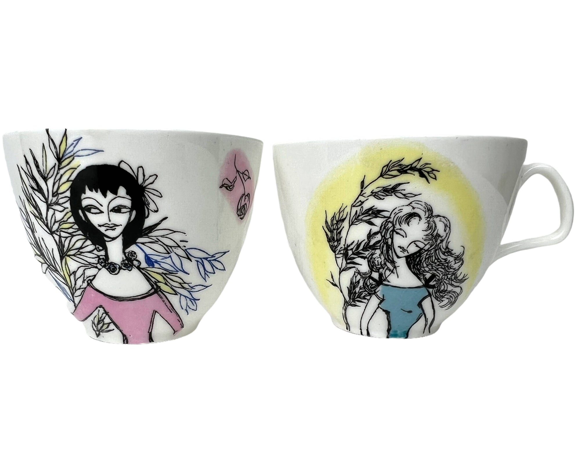 Vintage 1950s Foley Bone China Alice Pattern Teapot & 8 Cups Maureen Tanner - Poppy's Vintage Clothing