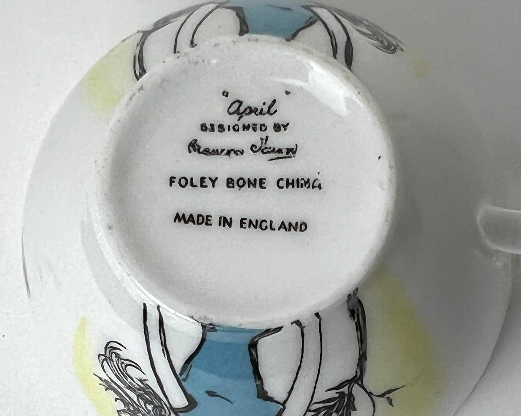 Vintage 1950s Foley Bone China Alice Pattern Teapot & 8 Cups Maureen Tanner - Poppy's Vintage Clothing