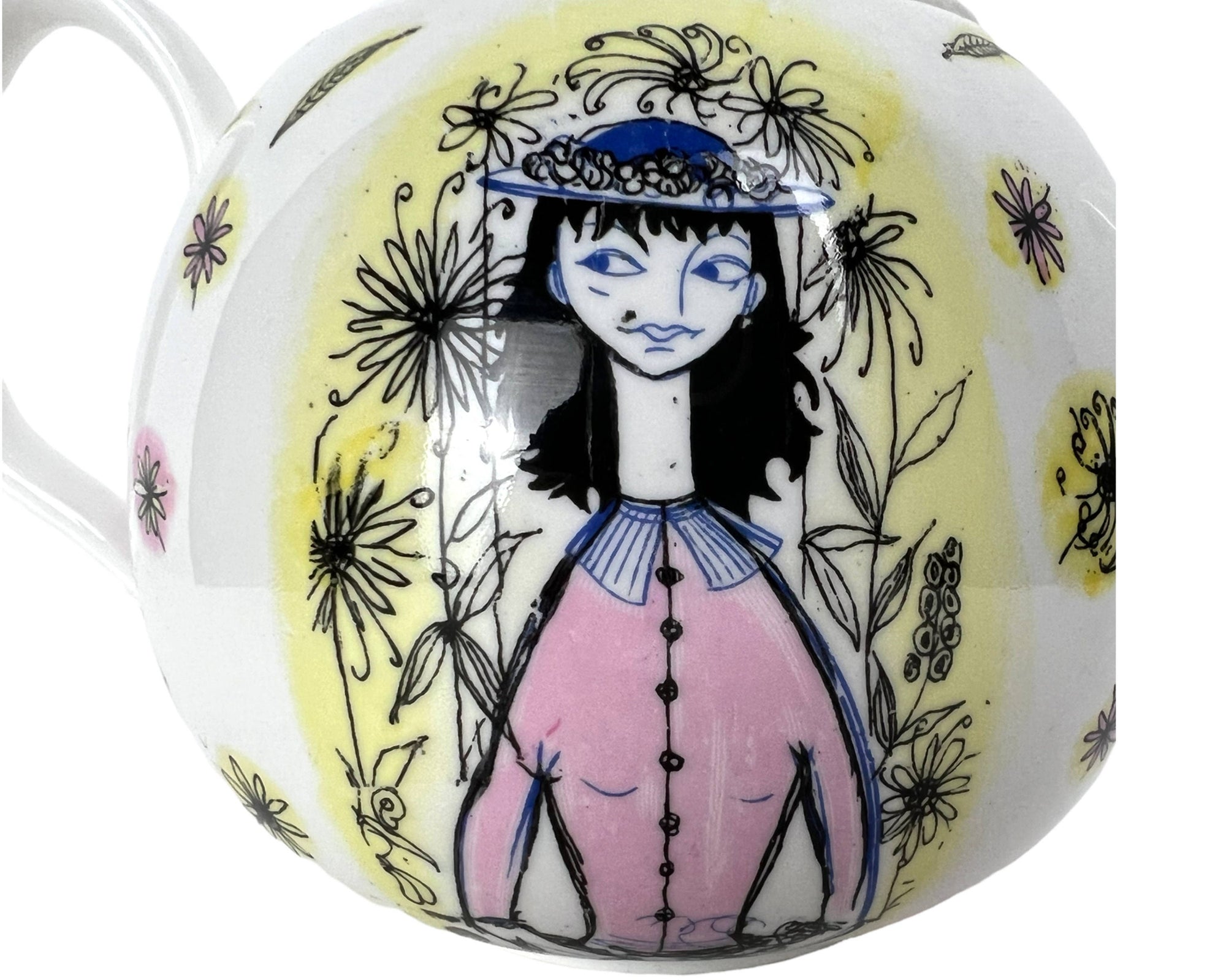 Vintage 1950s Foley Bone China Alice Pattern Teapot & 8 Cups Maureen Tanner - Poppy's Vintage Clothing