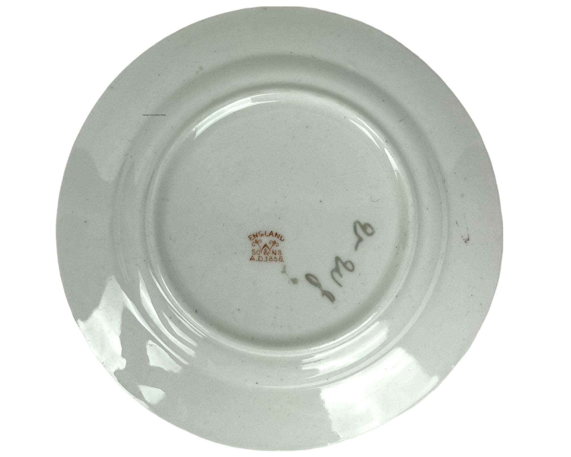 Antique 1911 King George V Coronation Plate Trio HM Williamson Longton - Poppy's Vintage Clothing