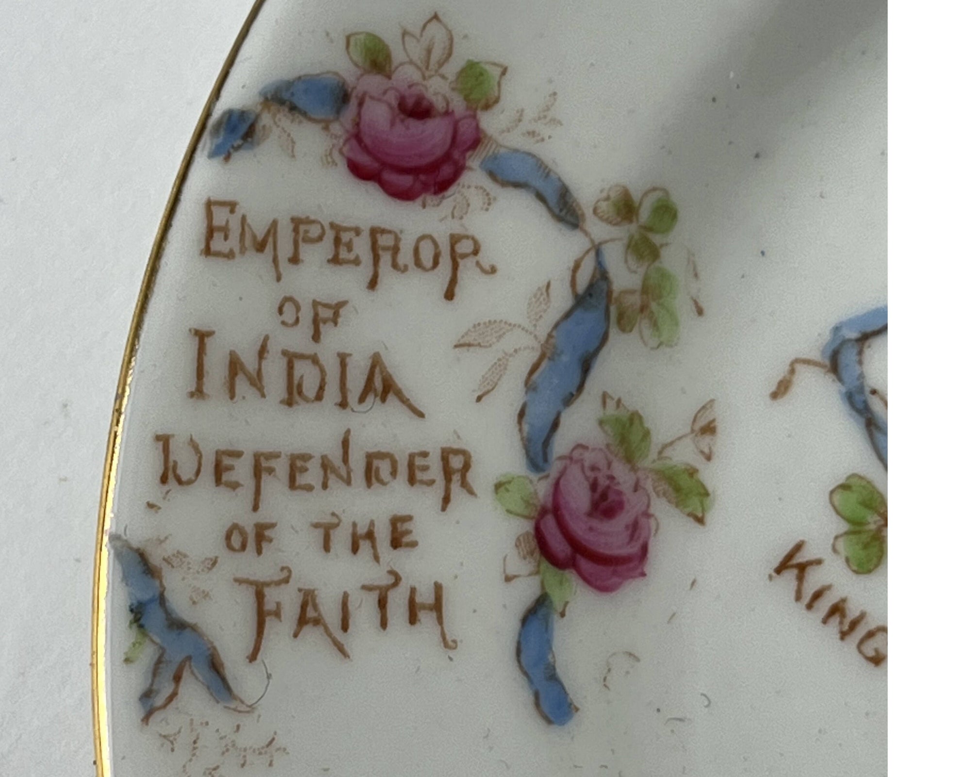 Antique 1911 King George V Coronation Plate Trio HM Williamson Longton - Poppy's Vintage Clothing
