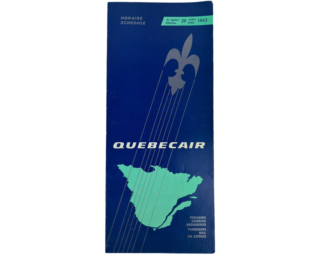 Vintage Quebecair Schedule April 29 1963 Quebec Airline - Poppy's Vintage Clothing