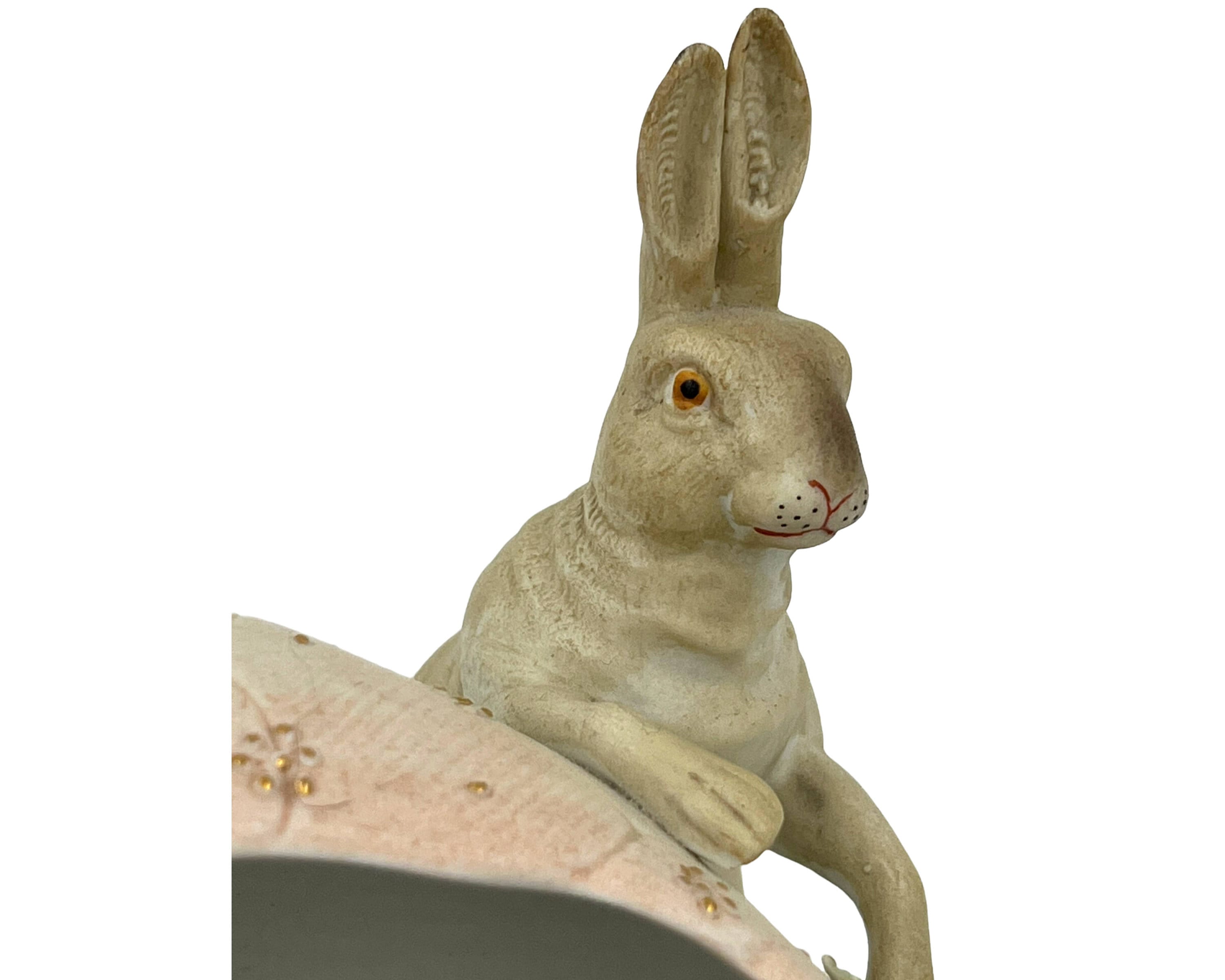 Victorian Antique Easter Egg Bisque Figural Planter of Bunny Rabbit ...
