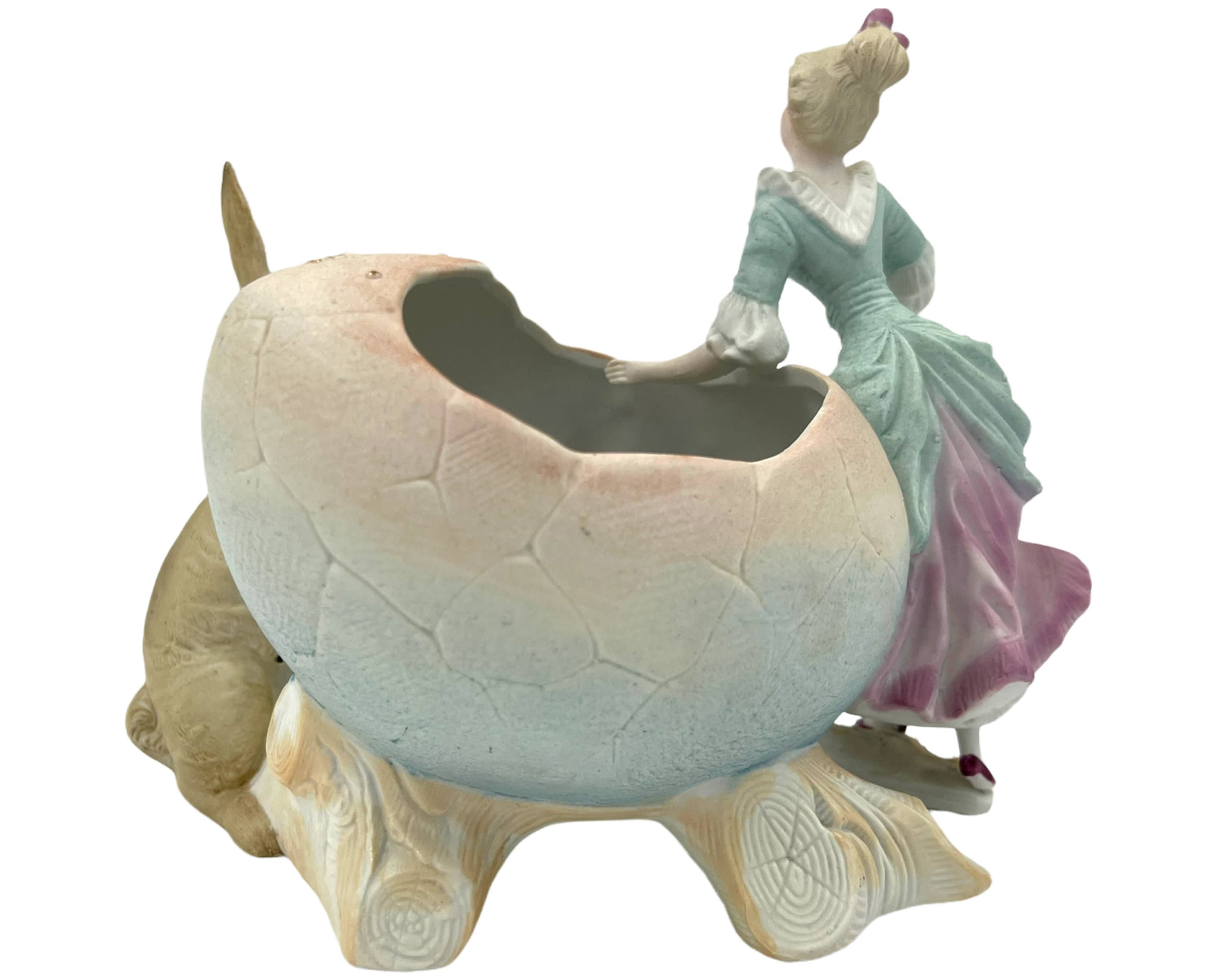 Victorian Antique Easter Egg Bisque Figural Planter of Bunny Rabbit ...