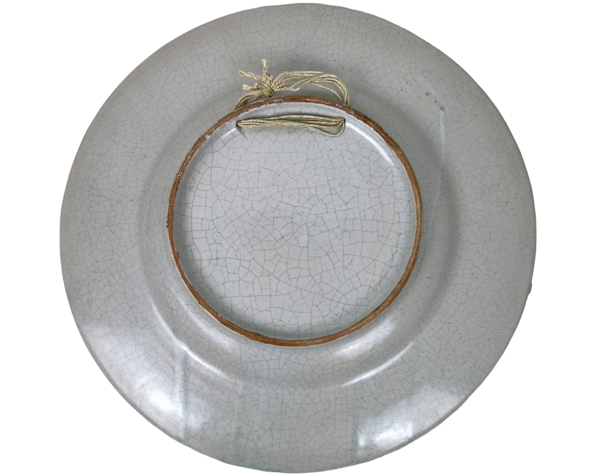 Vintage Italian Majolica Portrait Plate Charger Unsigned Deruta Style 12.75 - Poppy's Vintage Clothing