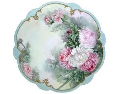 Antique Limoges Porcelain Charger Plate Hand Painted Flowers France 12.625 - Poppy's Vintage Clothing