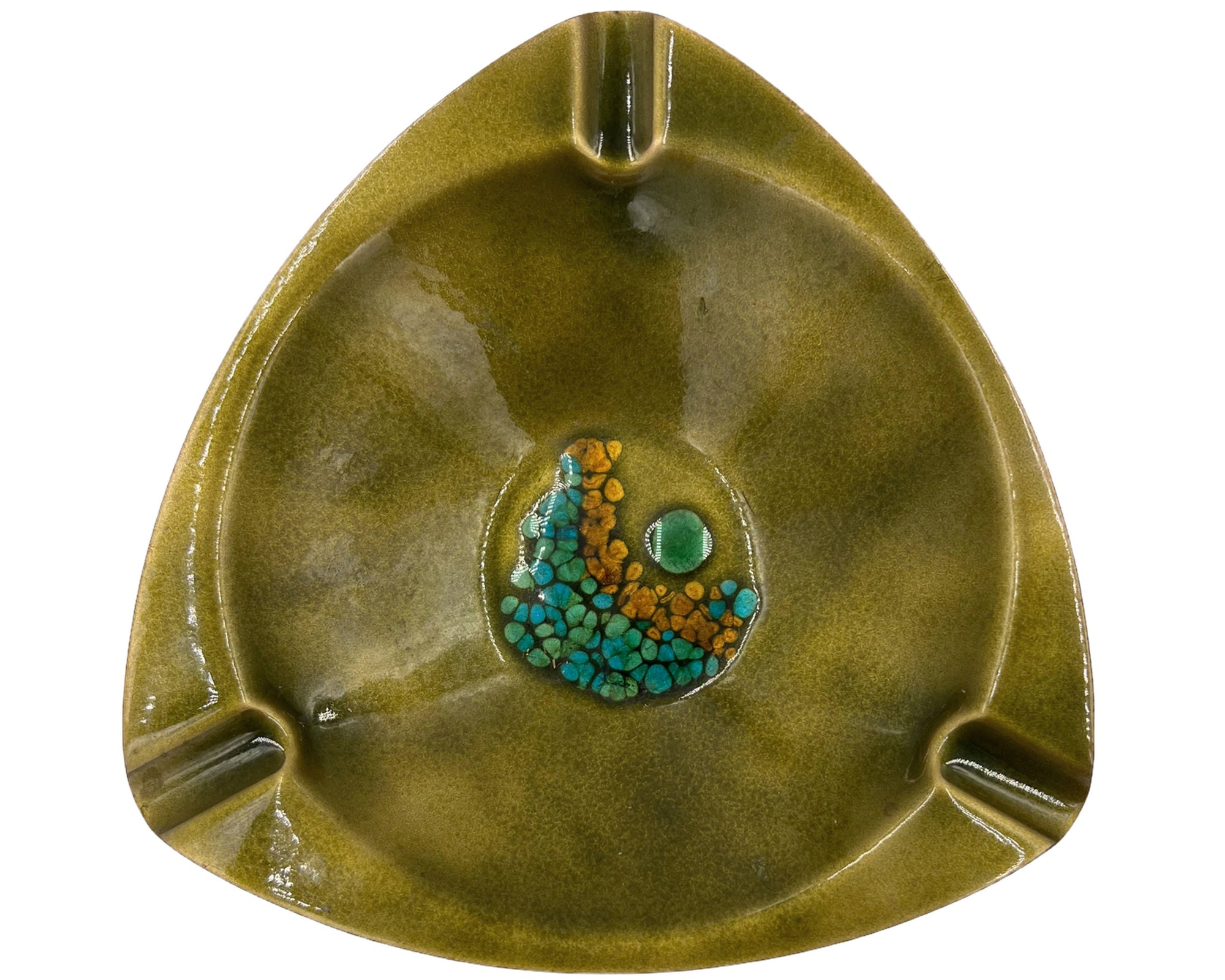 Mid Century Bovano Enamel on Copper Ashtray Triangular - Poppy's Vintage Clothing