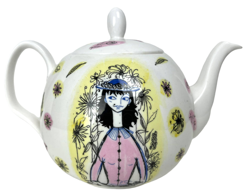 Vintage 1950s Foley Bone China Alice Pattern Teapot & 8 Cups Maureen Tanner - Poppy's Vintage Clothing