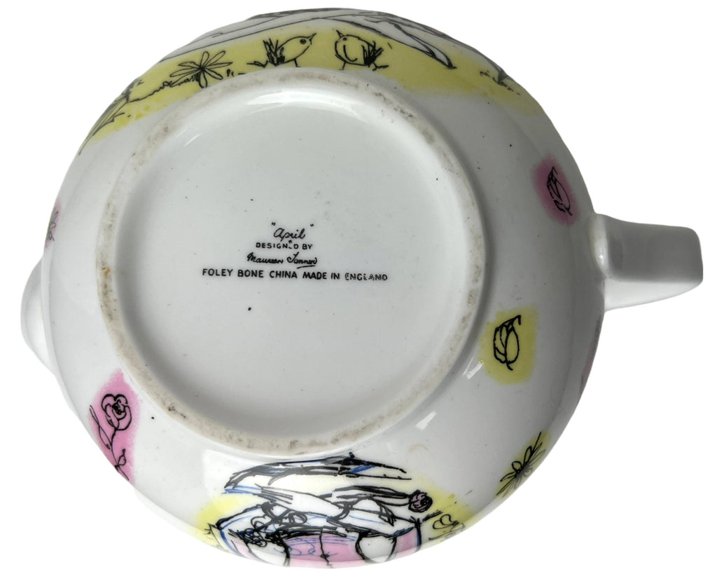 Vintage 1950s Foley Bone China Alice Pattern Teapot & 8 Cups Maureen Tanner - Poppy's Vintage Clothing