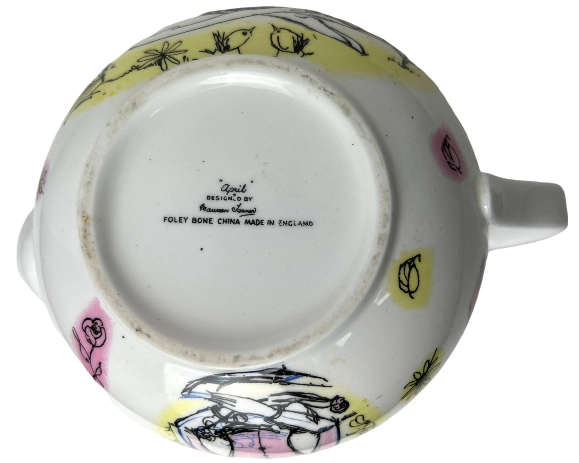 Vintage 1950s Foley Bone China Alice Pattern Teapot & 8 Cups Maureen Tanner - Poppy's Vintage Clothing