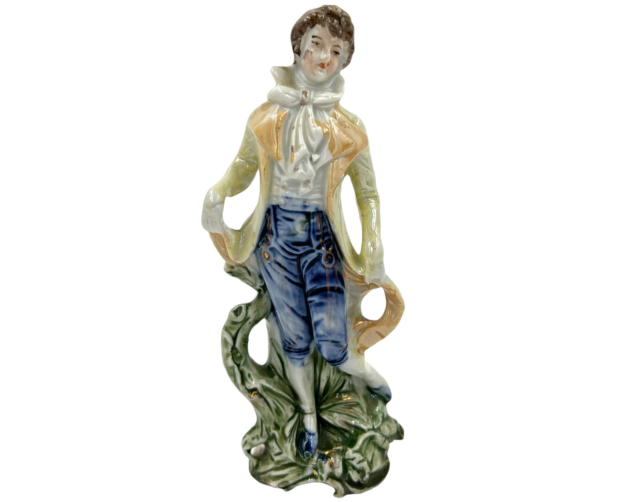 Antique Porcelain Figurine Austrian Majolica Man 6 - Poppy's Vintage Clothing