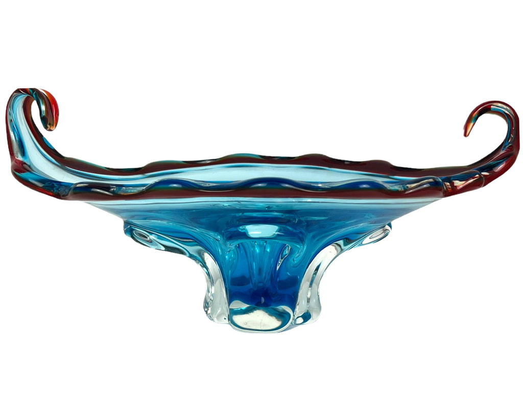 Mid Century EDAG Canada Art Glass Gondola Centrepiece 2 Colour Canadian Murano - Poppy's Vintage Clothing