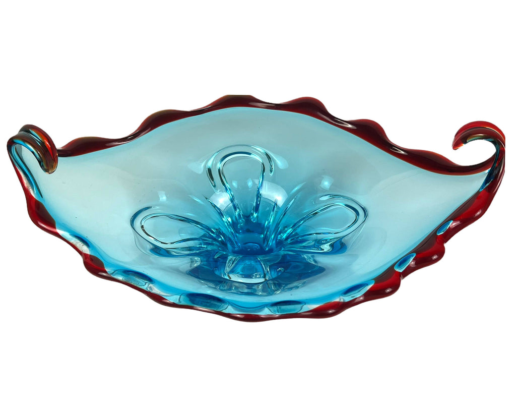 Mid Century EDAG Canada Art Glass Gondola Centrepiece 2 Colour Canadian Murano - Poppy's Vintage Clothing