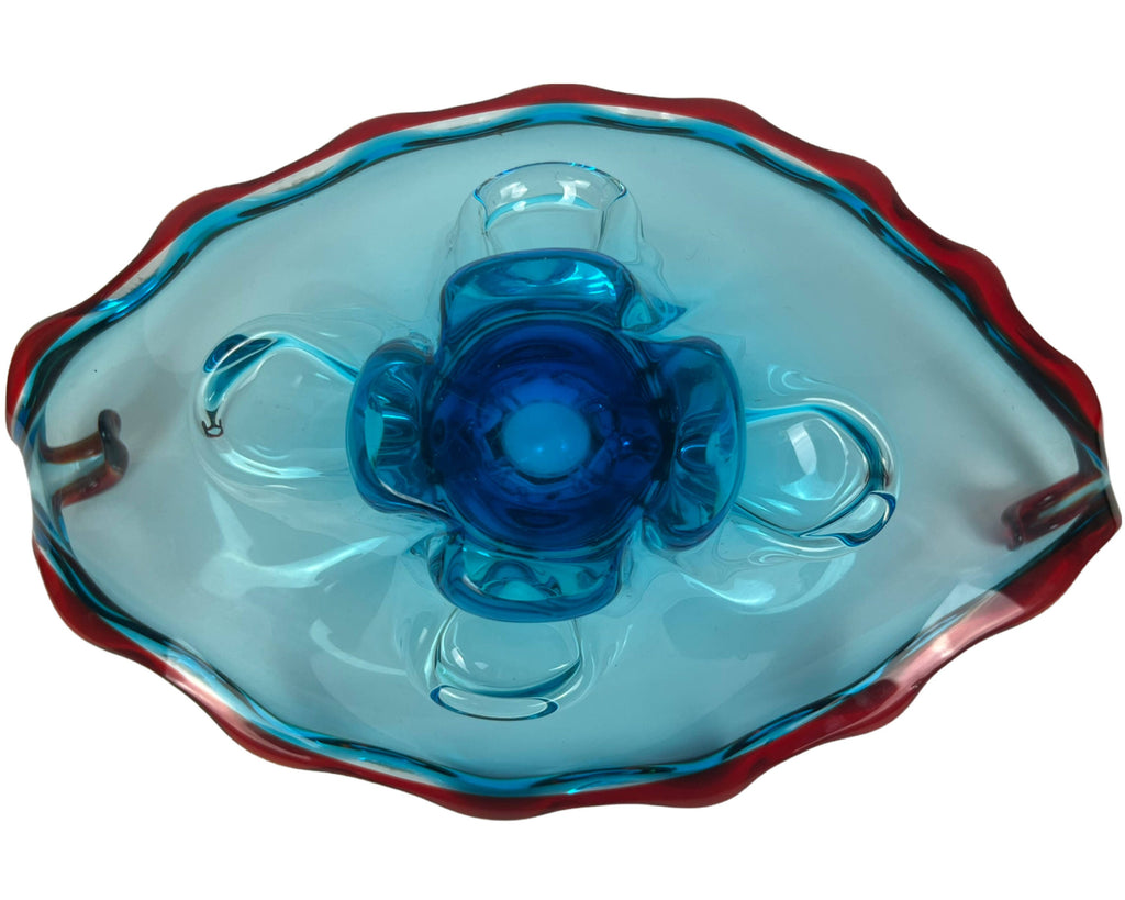 Mid Century EDAG Canada Art Glass Gondola Centrepiece 2 Colour Canadian Murano - Poppy's Vintage Clothing