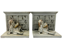 Antique Bradley & Hubbard Bookends Gnome Library Cast Iron - Poppy's Vintage Clothing