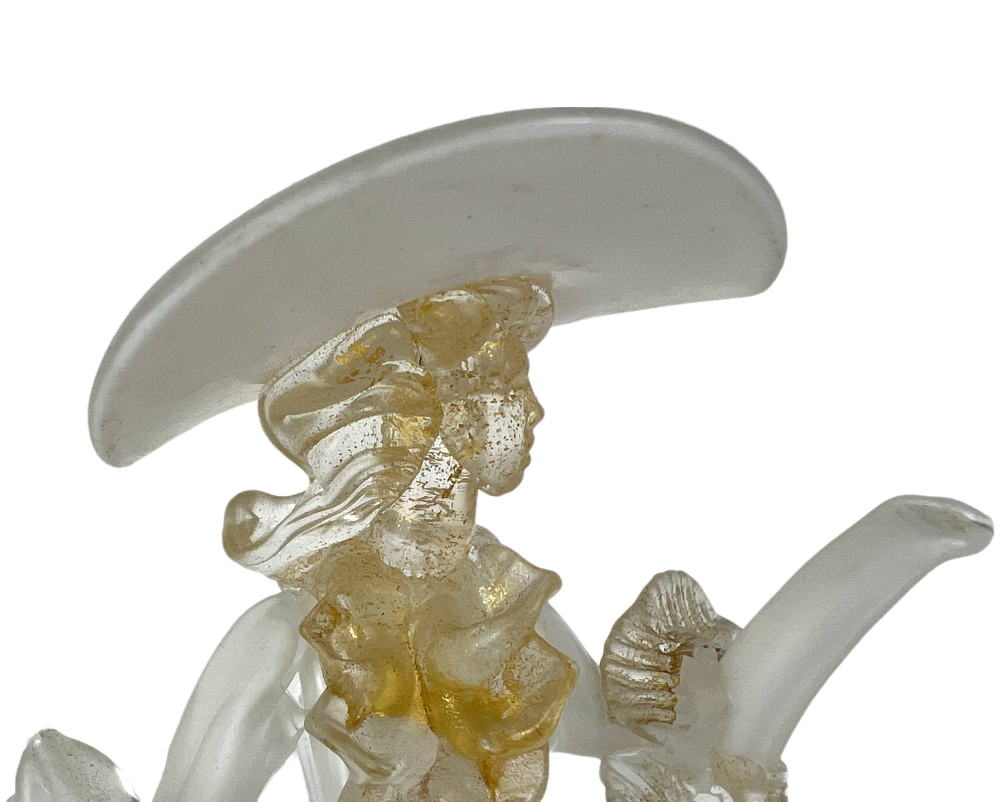 Vintage Murano Venetian Art Glass Figural Lady Figurine Clear, White & Aventurine - Poppy's Vintage Clothing