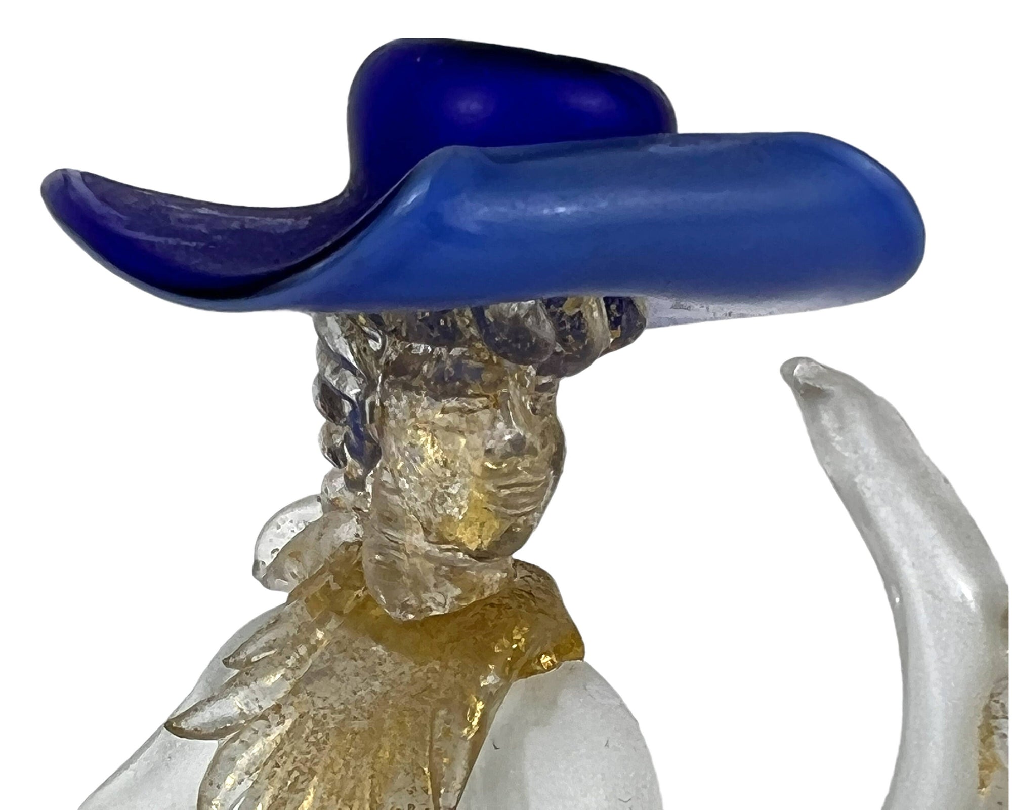 Vintage Murano Venetian Art Glass Figural Lady Figurine White Blue Clear & Aventurine - Poppy's Vintage Clothing
