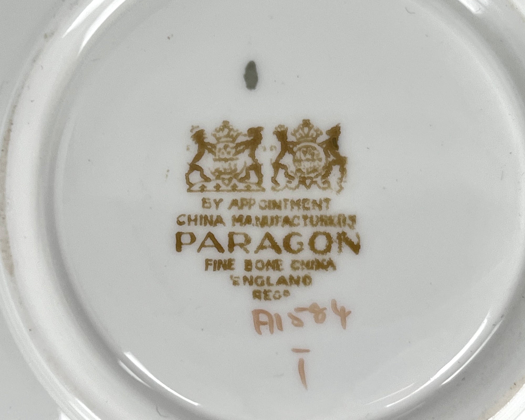 Vintage Paragon Bone China Cup & Saucer Roses on Gold A1584 Double Warrant - Poppy's Vintage Clothing