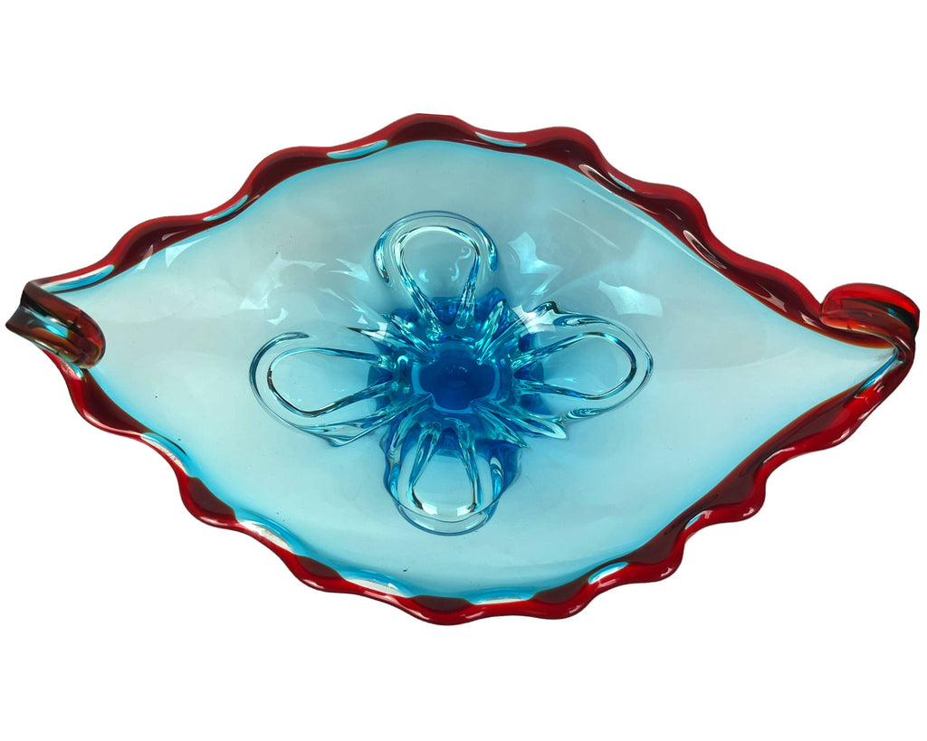 Mid Century EDAG Canada Art Glass Gondola Centrepiece 2 Colour Canadian Murano - Poppy's Vintage Clothing