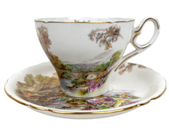 Vintage Shelley Bone China Cup & Saucer Heather Pattern 0187 - Poppy's Vintage Clothing