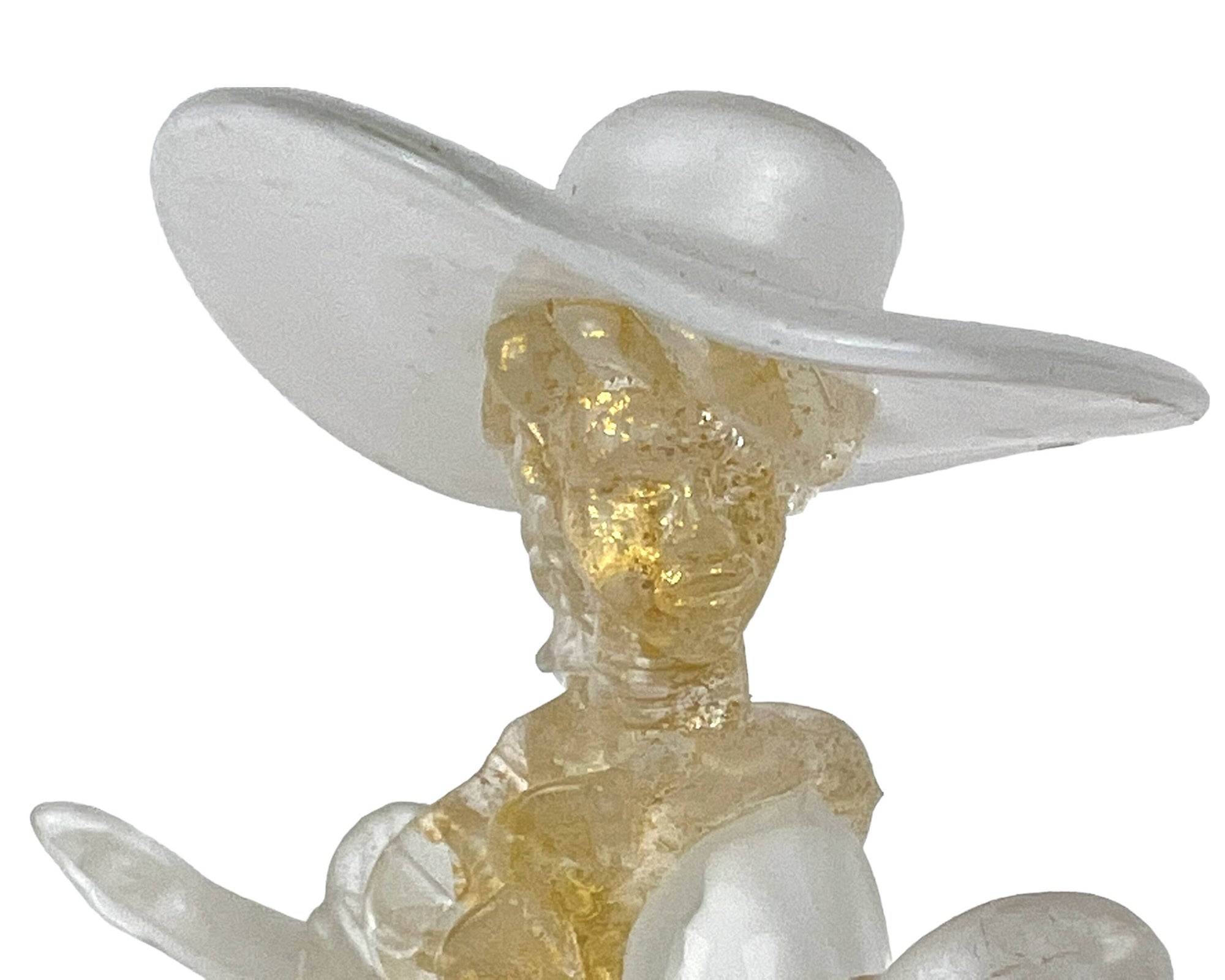 Vintage Murano Venetian Art Glass Figural Lady Figurine Clear, White & Aventurine - Poppy's Vintage Clothing