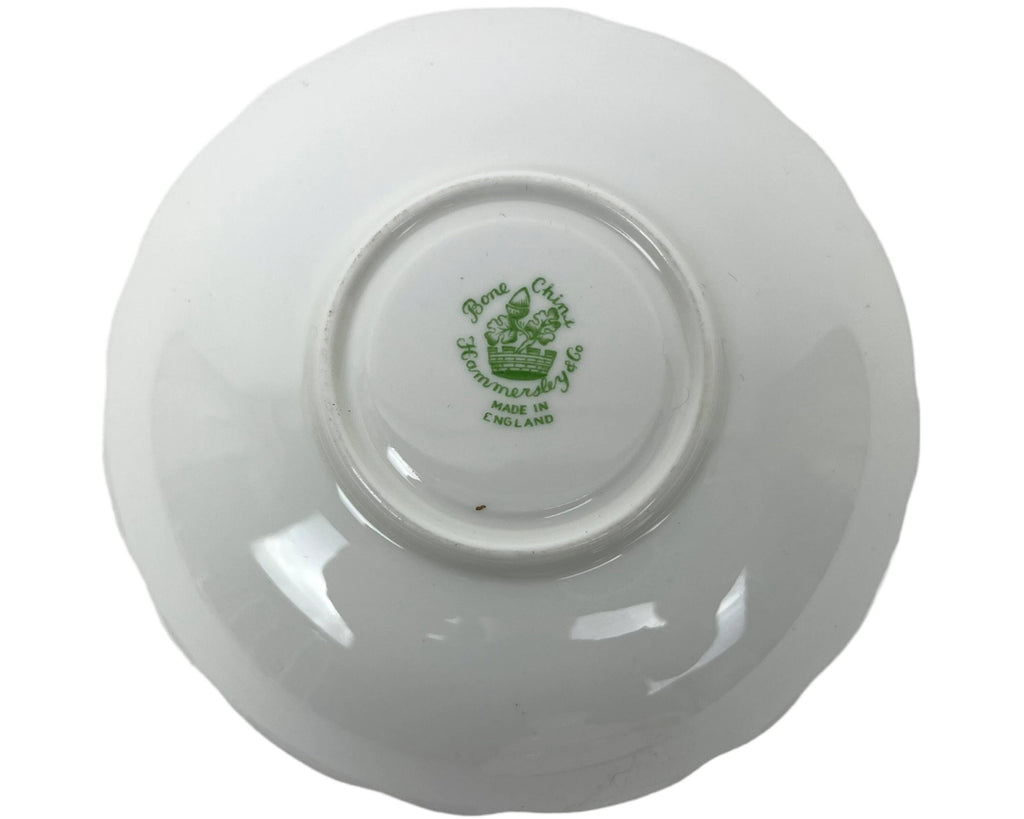 Vintage 1940s Hammersley Bone China Cup & Saucer Gold Floral and Turquoise 4897/5 - Poppy's Vintage Clothing