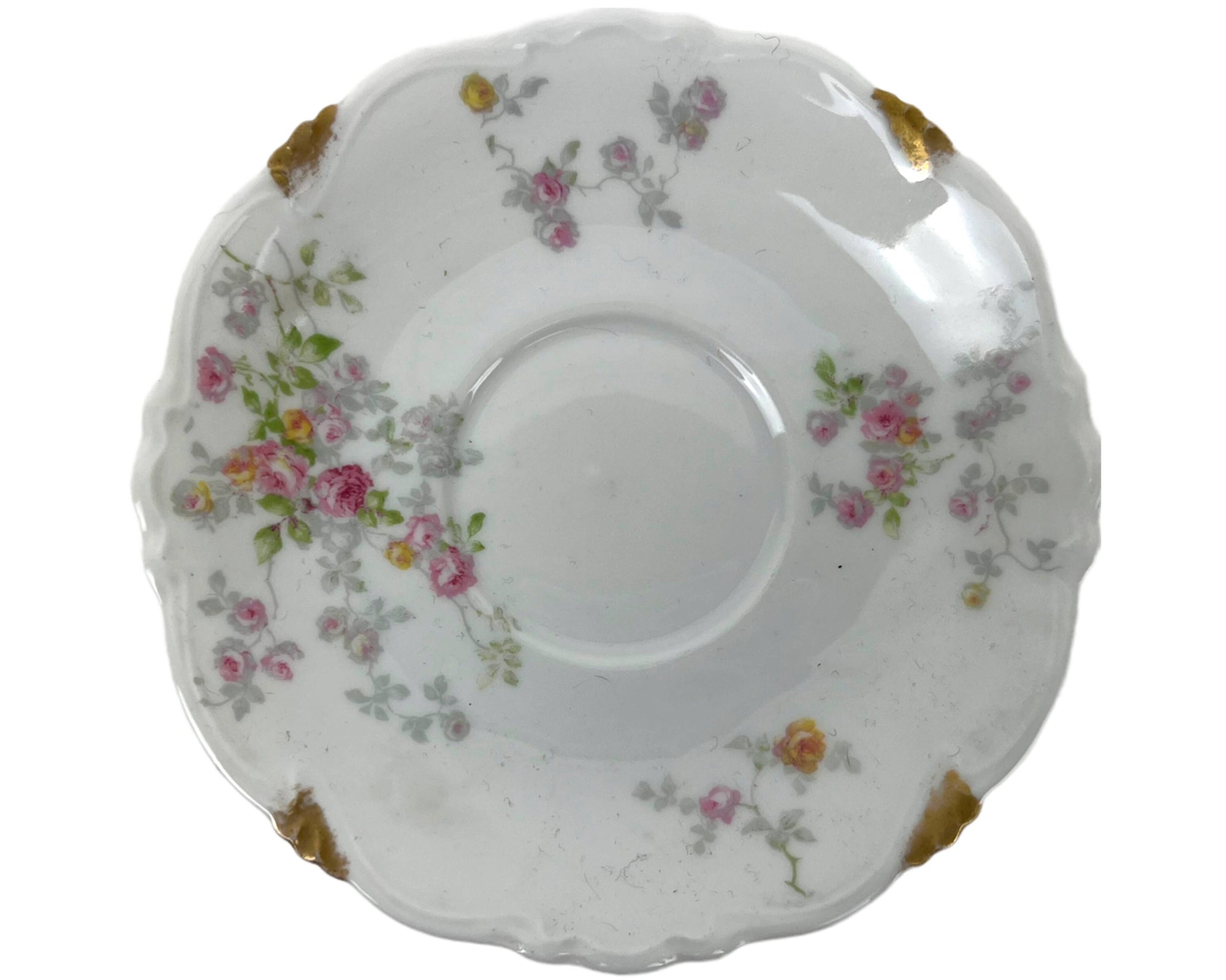 Antique Limoges Porcelain Cup and Saucer Hand Painted Flowers Charles Ahrenfeldt - Poppy's Vintage Clothing