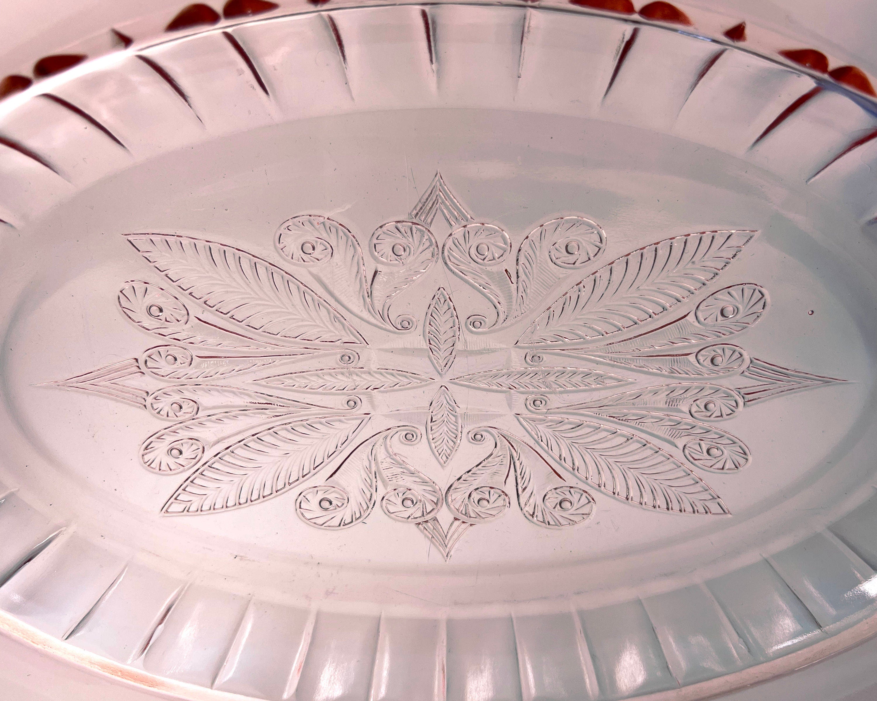 Jeannette Depression Glass Adam Platter Pink 11 3/4 Oval Within