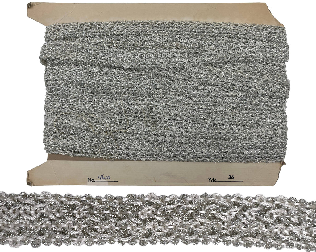 Vintage 1960s Silver Metallic Trim 11+ Yards - Poppy's Vintage Clothing