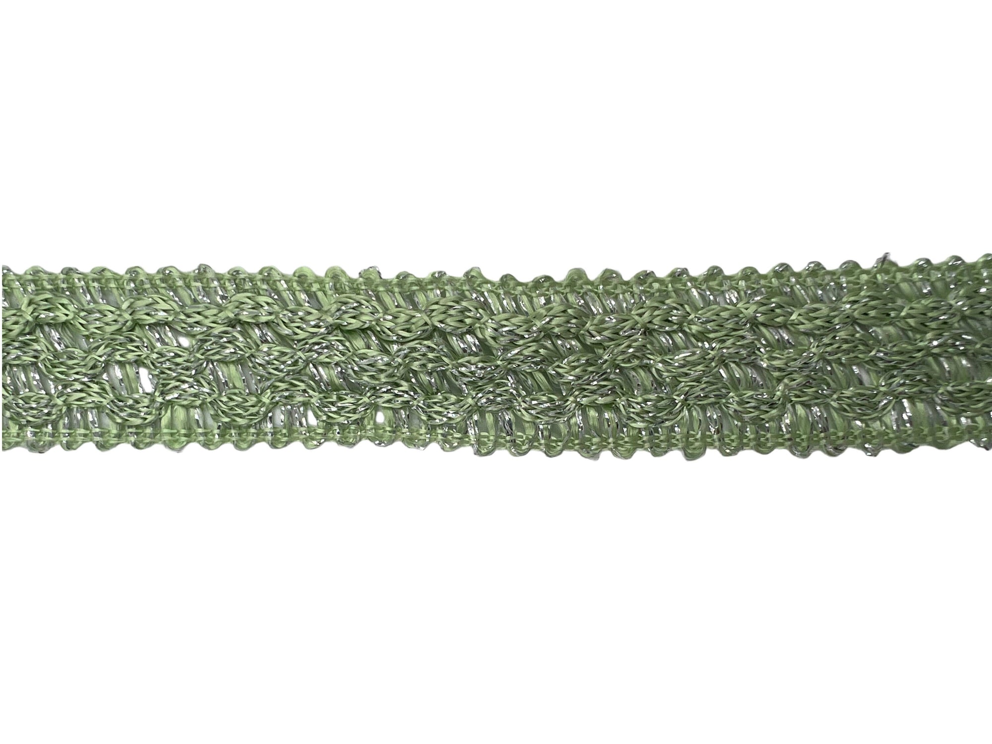 Vintage 1960s Green & White Silver Braid Trim 21+ Yards - Poppy's Vintage Clothing