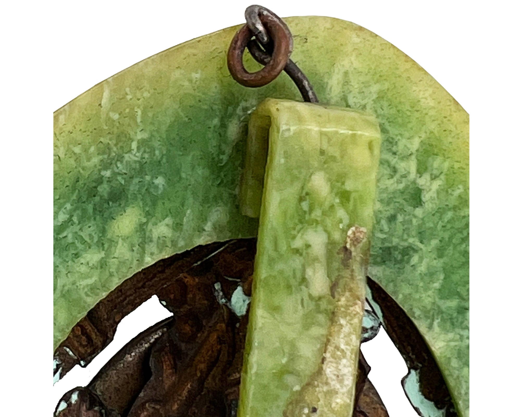 Vintage 1920s Egyptian Revival Pendant or Belt Buckle Poured Glass Celluloid & Patinated Copper - Poppy's Vintage Clothing