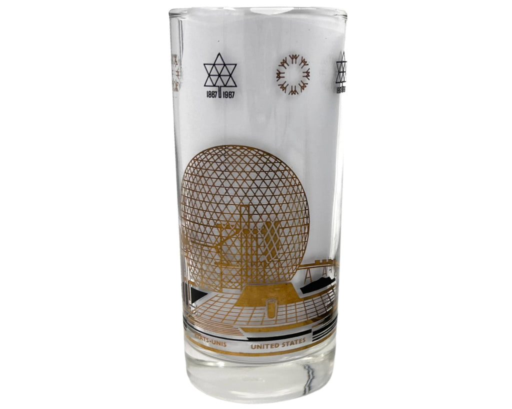 Vintage Expo 67 Glass Tumbler US Pavilion Geodesic Dome 5.5 - Poppy's Vintage Clothing