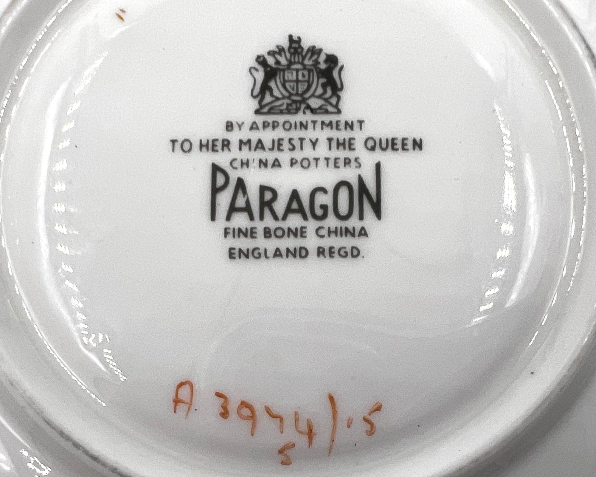 Vintage Paragon Bone China Cup and Saucer Floral Spray Blue & Gold A 3974 - Poppy's Vintage Clothing