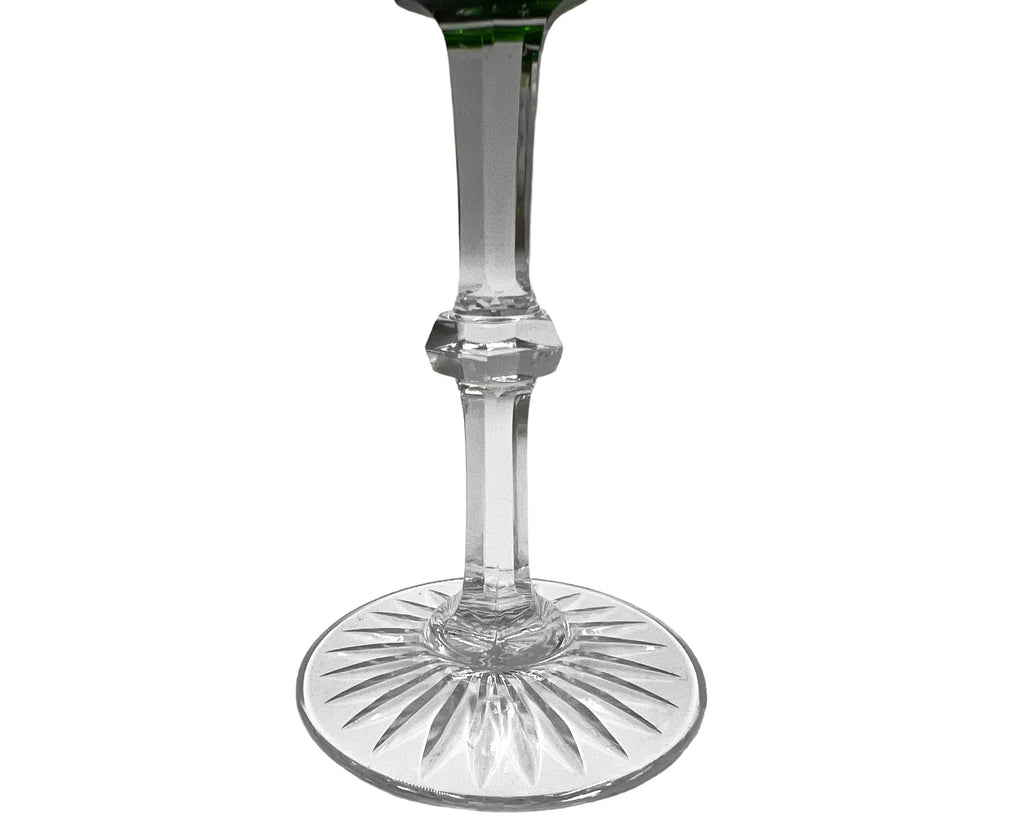 Antique Cristallerie St Louis Crystal Trianon Wine Glass Green Cut to Clear - Poppy's Vintage Clothing