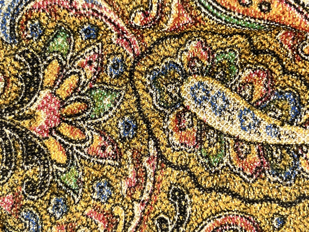 Vintage 1960s Evening Bag Woven Metallic Paisley Purse - VFG - Poppy's Vintage Clothing