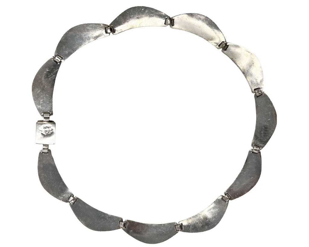 Modernist Mexican 950 Silver Necklace & Clamper Bracelet Azurite w Malachite VFG - Poppy's Vintage Clothing