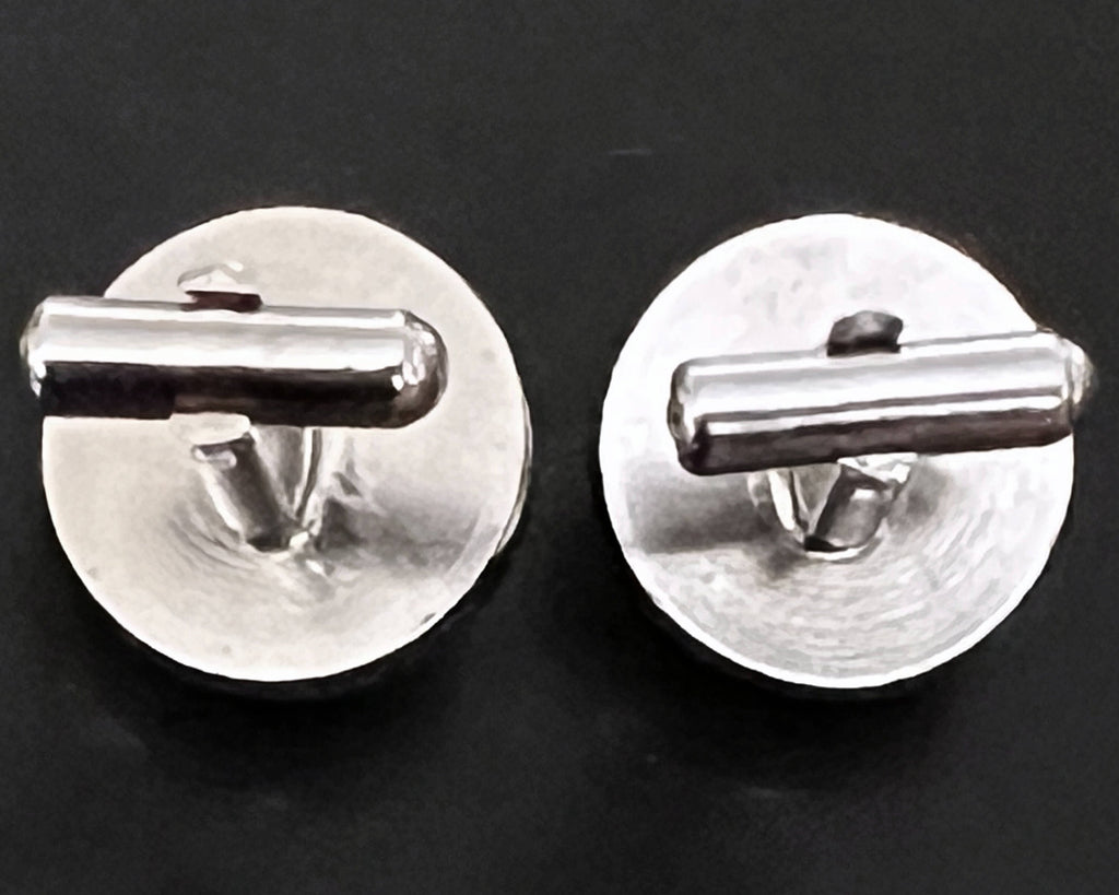 Vintage Watermelon Rivoli Cufflinks Silver Tone Setting - Poppy's Vintage Clothing