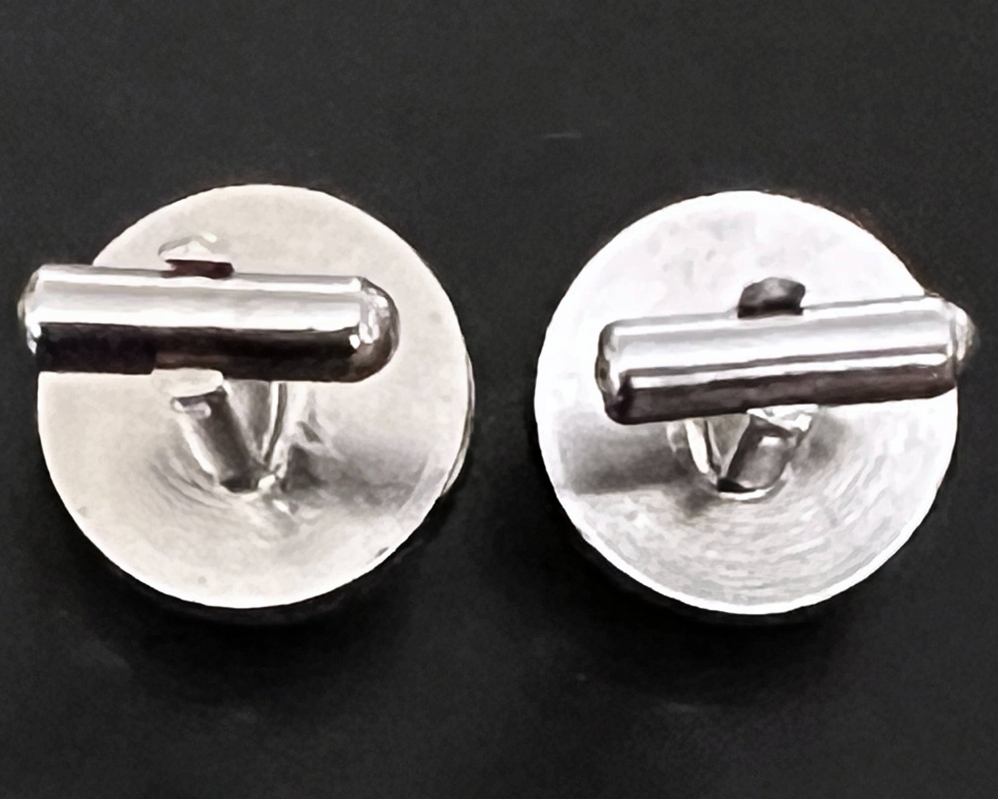 Vintage Watermelon Rivoli Cufflinks Silver Tone Setting - Poppy's Vintage Clothing