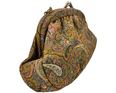 Vintage 1960s Evening Bag Woven Metallic Paisley Purse - VFG - Poppy's Vintage Clothing